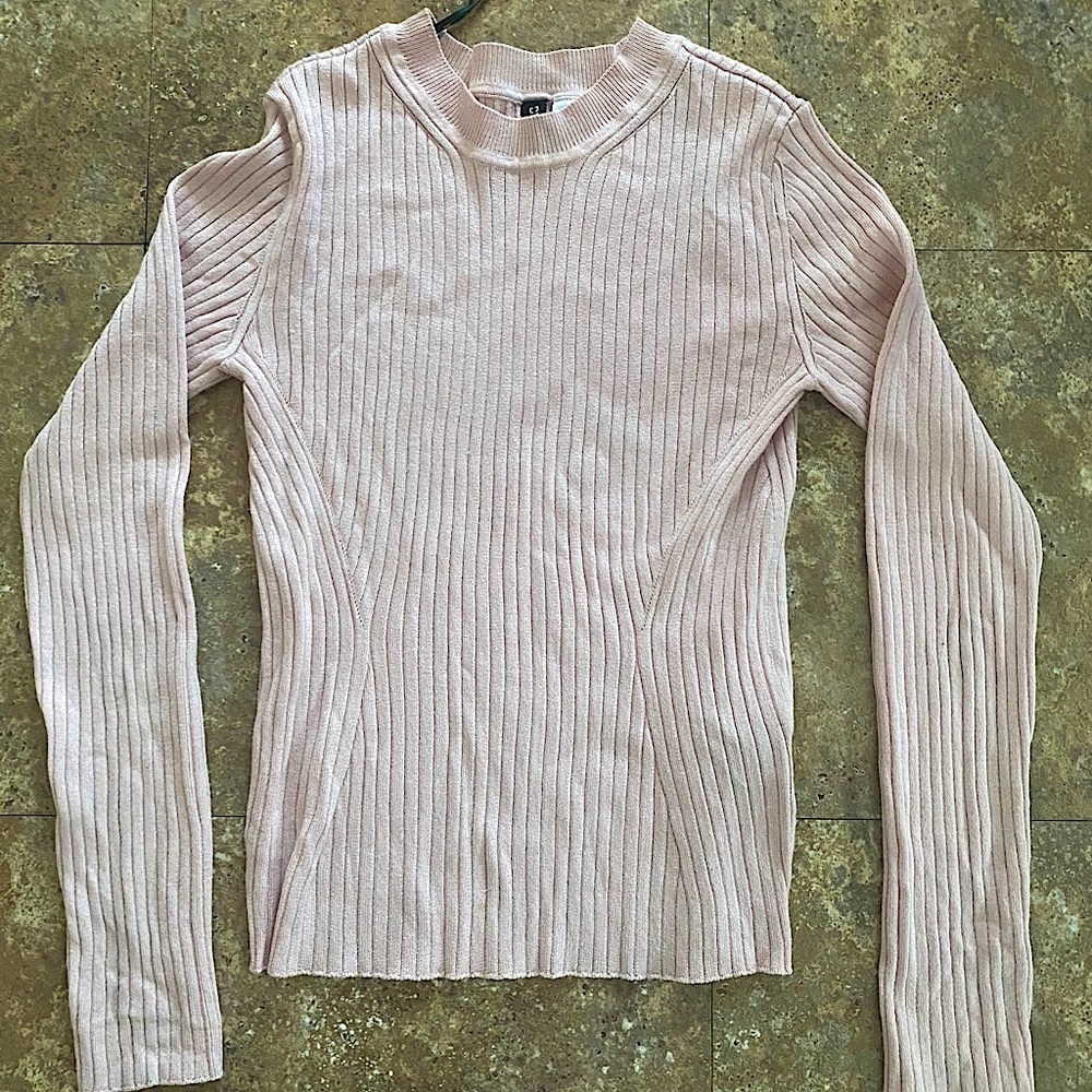H&M Divded Blush Pink Long Sleeve Top XS